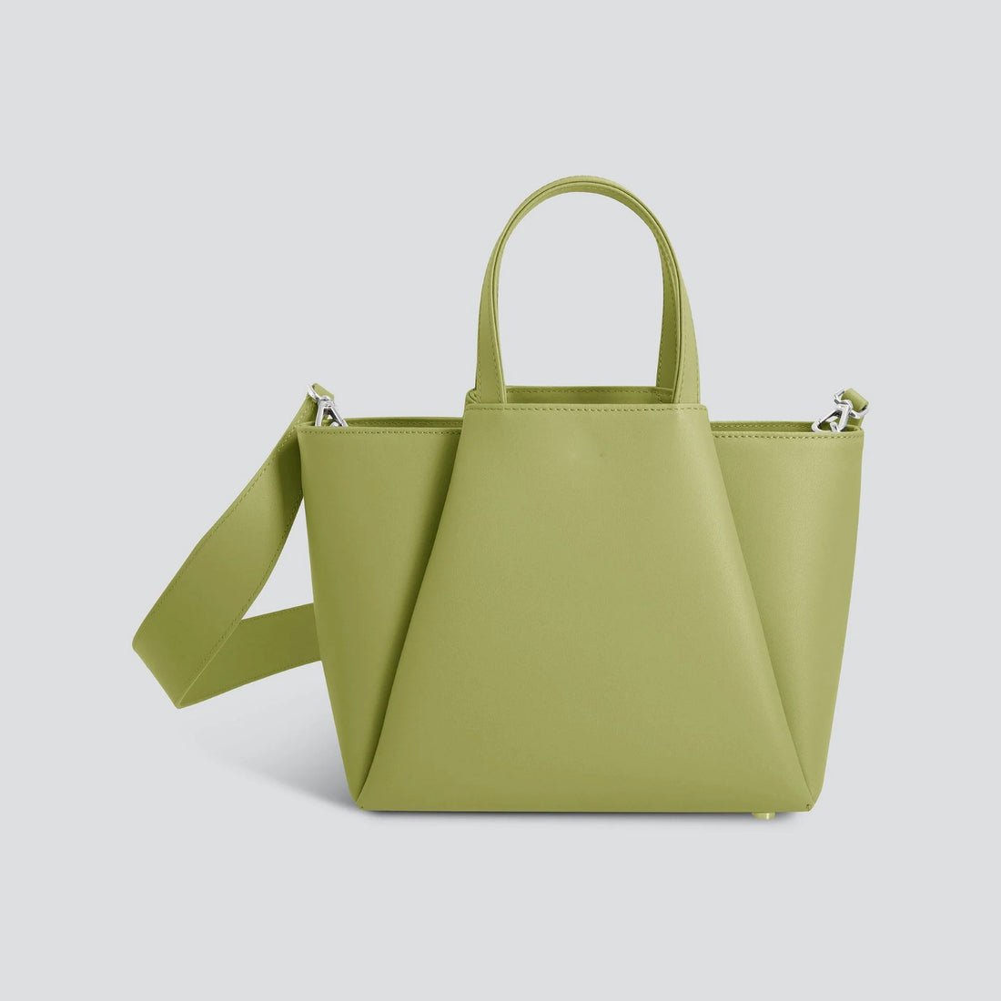 Scratch Resistant Cow Leather Mini Pyramid Top Handle Bag